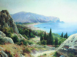 Картина "Летний пейзаж с прибрежными скалами", И.А. Вельц 19