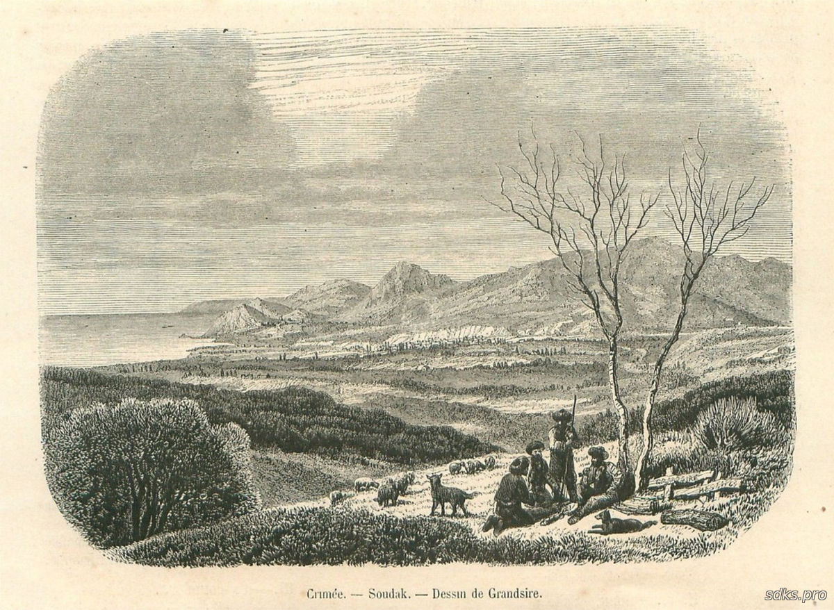 Село Дачное на гравюре 1855 года, Судак